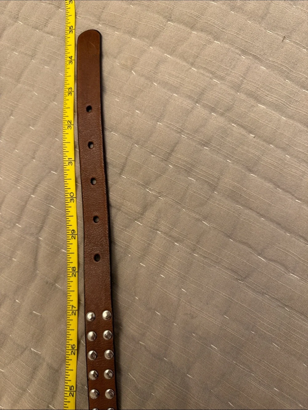 Calvin Klein Brown Leather Belt with Silver Studs